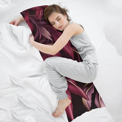 Miniatura 5 de Elegant Leaves - Funda de almohada de poliéster (20 x 54 pulgadas), color burdeos