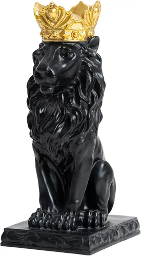 Miniatura 9 de Estatua de león de corona blanca, escultura para decoración del hogar, sala de estar, oficina, figura real de 9 pulgadas, símbolo de fuerza de Blanco