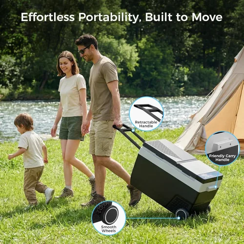 Miniatura 9 de Feelfunn Refrigerador de 12 voltios de 45 cuartos (42 L), refrigerador de coche de doble zona con ruedas, enfriador eléctrico de -4 °F a 68 °F