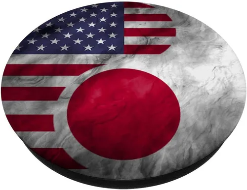 Miniatura 2 de USA and Japan Yin Yang - PopSockets bandera japonesa americana agarre y soporte para teléfonos y tabletas, Negro