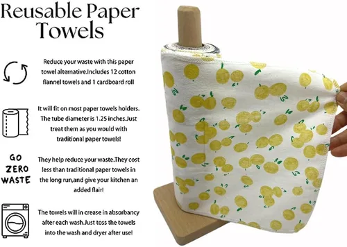 Paquete de 20 rollos de toallas de papel reutilizables, juego de servilletas lavables, juego de 4 colores, paquete de 20 toallas sin papel, 100%