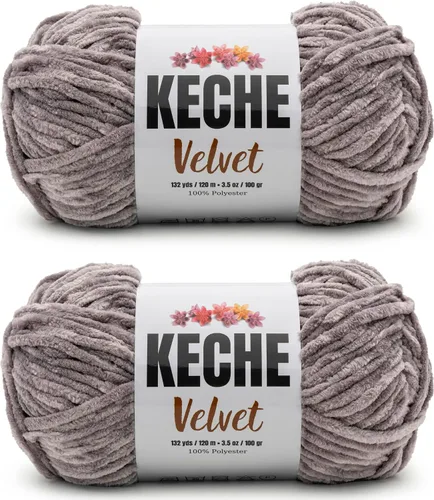 Miniatura 48 de Keche Hilo de terciopelo para ganchillo, manta de felpilla suave, voluminosa, hilo amigurumi, 3.53 oz (132 yardas), color azul bebé
