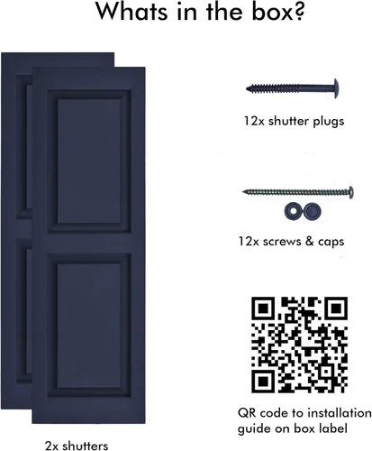 Miniatura 6 de Persianas de vinilo de panel elevado Pontiac Trail (1 par) 14.5"x31" - Cielo de noche azul marino Persianas de ventana para exteriores Incluye