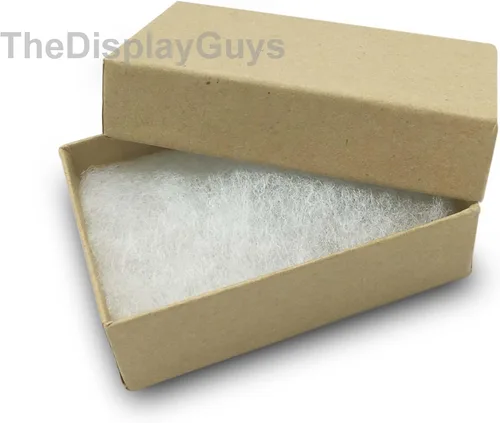 Miniatura 2 de TheDisplayGuys - Paquete de 25 Cajas de Joyería de Papel de Cartón Rellenas de Algodón #21 Estuche de Regalo - Marrón Kraft (2.6" x 1.6" x 1.0")