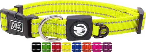 Miniatura 9 de DDOXX Collar de nailon reflectante para perro, collares fuertes y ajustables, mediano (bue)