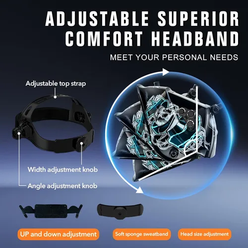 Miniatura 7 de TRQWH Welding Helmet Auto Darkening Large Viewing True Color Solar Powered Welding Mask with 4 Arc Sensor Adjustable Wide Shade Range 4~5-8/9-13