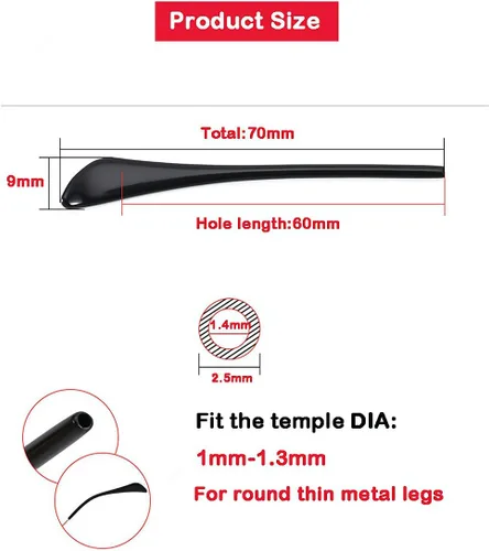 Miniatura 5 de BEHLINE Puntas para patillas de lentes de sol, almohadillas de repuesto para lentes de sol, puntas de extremo, retenedor, funda de tubo