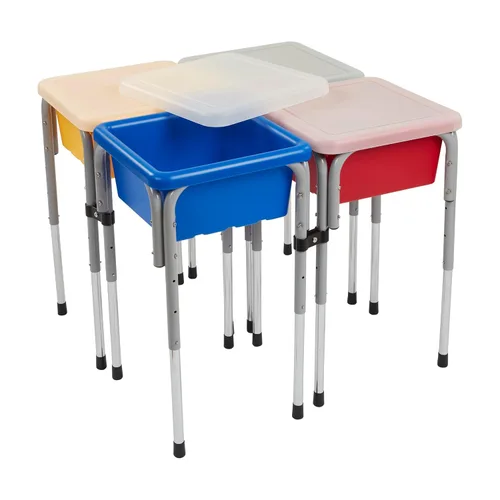 Miniatura 15 de ECR4Kids Mesa de juego ajustable para arena y agua de 4 estaciones, contenedores sensoriales, contemporánea