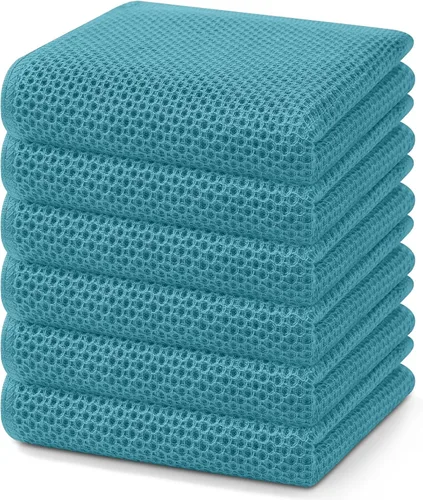 Miniatura 267 de Homaxy Paños de cocina de 100% algodón con tejido de gofre, ultra suaves, absorbentes, de secado rápido, 12 x 12 pulgadas, paquete de 6, amarillo