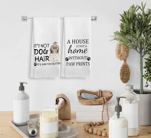 Miniatura 4 de Shih Tzu Toalla para Perro, Toallas de Cocina para Perros, Set de 2 Toallas de Cocina y Estropajos para Perros Shih Tzu, Decoración Shih Tzu, Perro