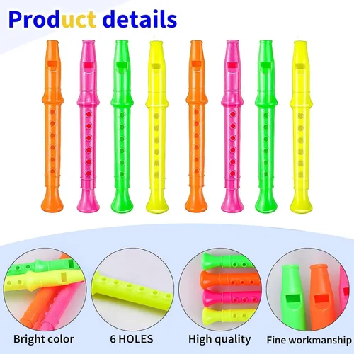 Miniatura 3 de Paquete de 12 grabadoras de plástico de 5.5 pulgadas para niños, flauta de colores mixtos, instrumento musical, juguete para recuerdos de fiesta
