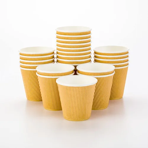 Miniatura 38 de Tazas para café de papel aislado, pared ondulada, kraft, 12 onzas - Caja de 25 unidades - tapas a juego: RWA0360B, RWA0360W, RWA0328LG, RWA0328GR