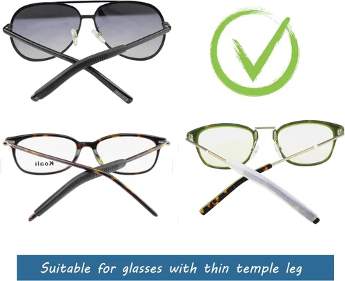 Miniatura 5 de OPUGIT Cojines para los oídos para lentes con punta final, ganchos antideslizantes de silicona para los oídos, tubo de manga, puntas de sien, 8