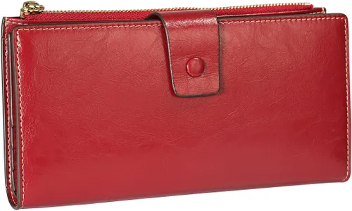 Miniatura 10 de Itslife - Cartera de piel sintética encerada para mujer con bloqueo de identificación de radio frecuencia (RFID), de gran capacidad, encerada
