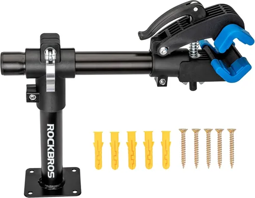 ROCKBROS Soporte de reparación de bicicletas: banco de trabajo de montaje en banco para bicicletas de carretera y montaña
