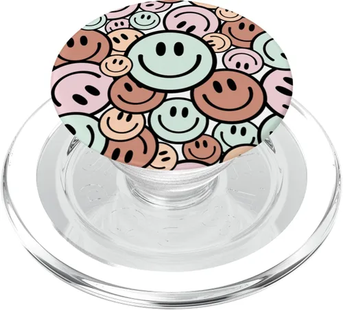 Miniatura 8 de Smile Face Happy Smile Cute Pink Brown Peach Aqua Graphics PopSockets intercambiables PopGrip
