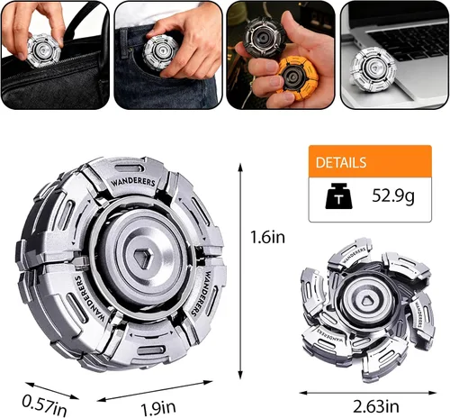 Miniatura 5 de Spinner mecánico de armadura, herramienta háptica EDC de aleación de zinc de alta calidad, giratorio de mano de metal transformador para adultos