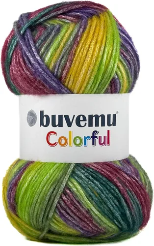 Miniatura 15 de Colorful Self-Striping Multicolor Fuzzy with Subtle Sheen Yarn, 56% Polyester 44% Acrylic, Each 3.53Oz(100gr) / 252yds(230m) (No.1) (Zebra)