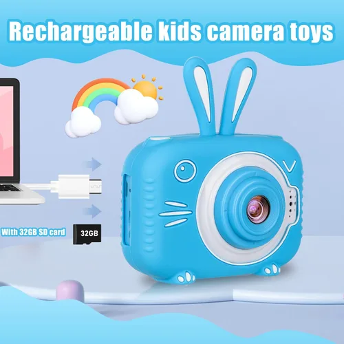 Miniatura 4 de Cámara infantil para niñas y niños de 3 a 12 años de edad, cámara selfie para niños, juguetes para bebés, conejito, cámara de video digital HD 1080P
