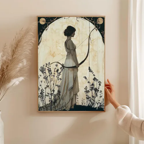 Miniatura 3 de BIGAOYS Lienzo de mitología griega vintage de caza, diosa Artemisa, arte de pared, diosa femenina, arte de pared, caza, diosa, hogar, dormitorio