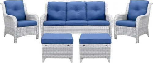 Miniatura 50 de Belord Juego de muebles de exterior, sillas de mimbre para patio, muebles de ratán de 3 piezas con mesa auxiliar, juegos de sillas bistró de patio
