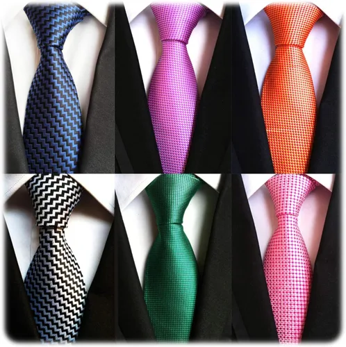 Miniatura 76 de WeiShang Lote de 6 corbatas clásicas de seda para hombre, corbatas tejidas jacquard