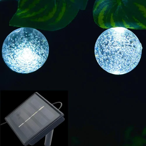 Miniatura 6 de Cadena de luces solares para exteriores resistentes al agua, 36 pies, 60 LEDs, 8 modos, luces solares de hadas con forma de globo de cristal