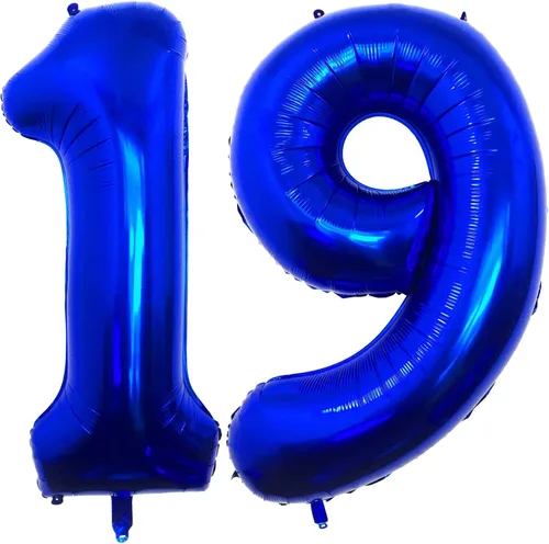 Miniatura 24 de Globos gigantes de 40 pulgadas, color azul marino, gigantes, gigantes, gigantes, enormes de aluminio de 12 o 21, globos digitales de número de Azul