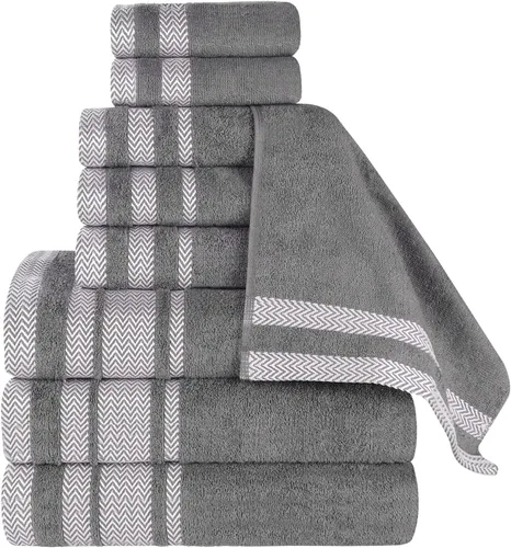 Miniatura 54 de Superior Juego de toallas de algodón de 9 piezas, toallas absorbentes suaves de felpa, artículos esenciales de baño, ducha, lujo, esponjosas