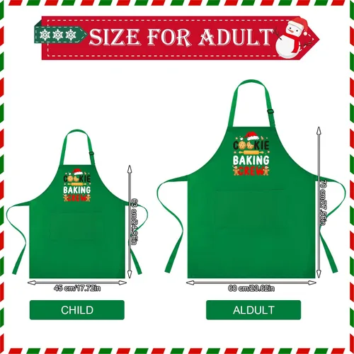 Miniatura 2 de Suhine Paquete de 4 Delantales de Navidad para Adultos Verde Delantales de Cocina de Navidad para Cocinar Hornear Galletas Equipo Delantales a Juego
