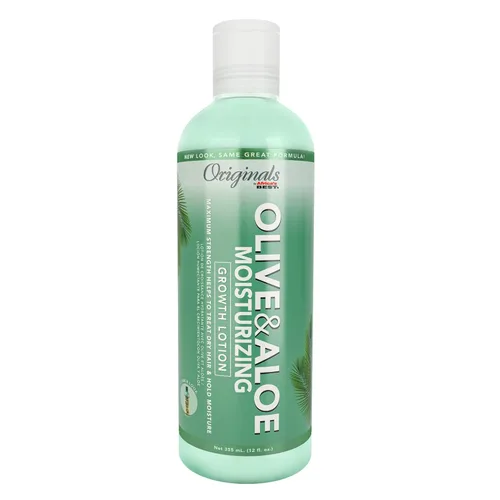 Originals by Africa's Best Loción hidratante de crecimiento de oliva y aloe, paso final de hidratación, para todo tipo de cabello y texturas, sin