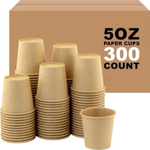 Miniatura 72 de Paquete de 100 tazas de café desechables de 8 onzas, tazas de papel desechables de color marrón a granel, tazas de café para té caliente, chocolate