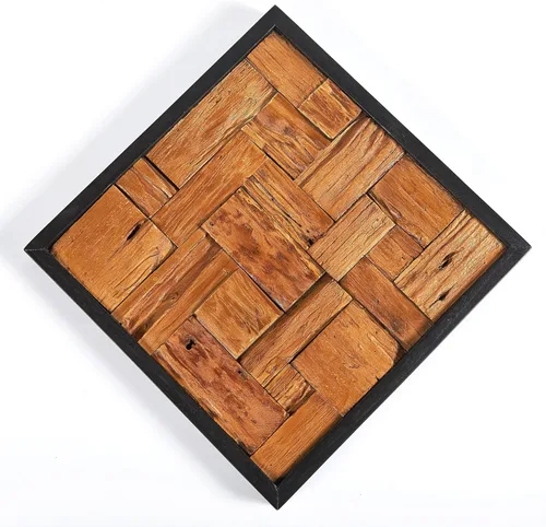 Miniatura 5 de Warmaxx Decoración de pared con marco de madera de teca rústica de 17 x 17 pulgadas, arte de pared estético para decoración de Navidad, hogar, sala
