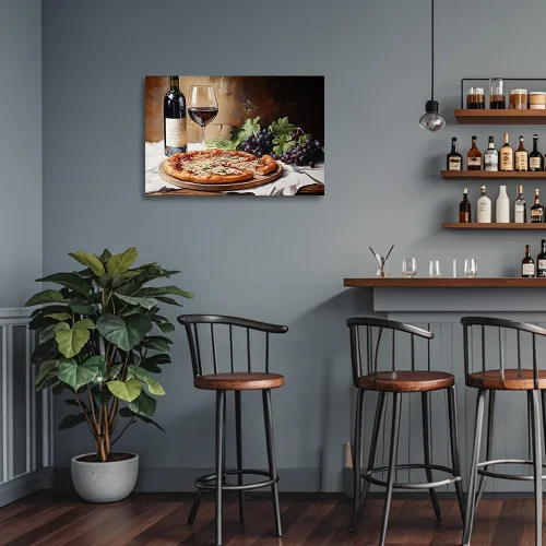 Miniatura 6 de YMXZHUANSH Arte de pared de vino, rosas, lienzo de cocina, cuadros de pizza y uva, impresiones de decoración de cocina para restaurante bar, 12 x 18