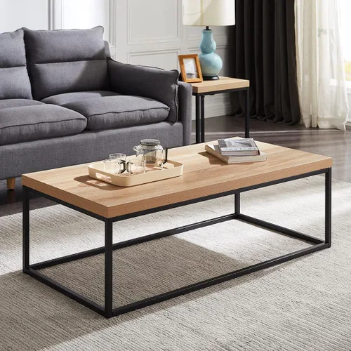 Miniatura 13 de CENSI Mesa de centro otomana de mármol blanco de 47 pulgadas para sala de estar, rectangular estilo industrial moderno, madera y metal (mármol)