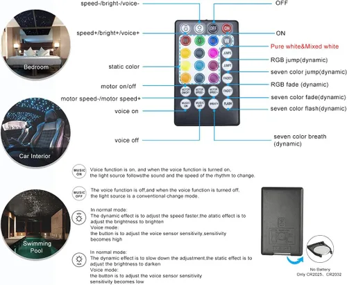 Miniatura 4 de Luces Azimom Bluetooth, con control, de 16 vatios, parpadean, luces de fibra óptica, iluminación de estrella para techo