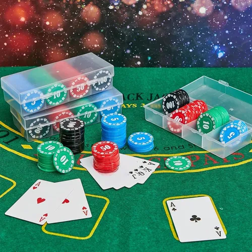 Miniatura 7 de Lewtemi Juego de fichas de póquer con denominaciones, contadores de plástico, fichas de casino con soporte de póquer, caja de almacenamiento