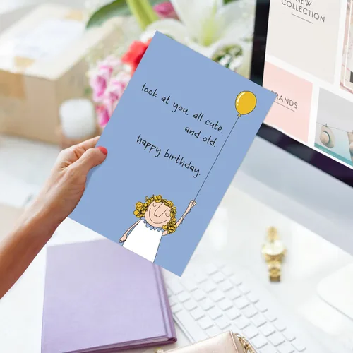Miniatura 6 de Divertida tarjeta de cumpleaños para amigos, bonita tarjeta de cumpleaños para mujeres, mira a ti, todo lindo y viejo, tarjeta de regalo