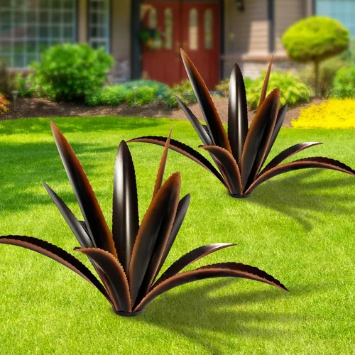 TOMBABY Agave de Metal Agrandado Engrosado Resistente al Viento Arte de Jardín Escultura de Jardín Campestre Estatua Decoración Exterior Planta de
