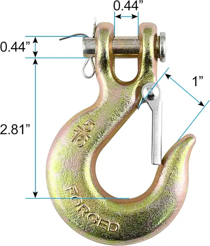 Miniatura 3 de Gancho de cadena 5/16 con pestillo de seguridad, gancho deslizante de horquilla de alta resistencia, acero forjado 70, capacidad de 14,000 libras