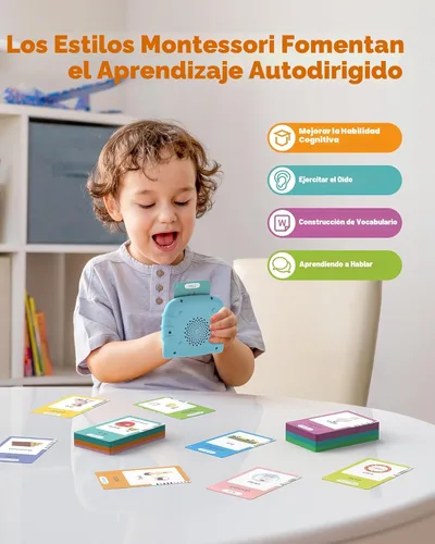 Miniatura 3 de Airbition Tarjetas Didácticas Parlantes Bilingües en Español e Inglés para Mayores de 2 Años, Herramientas de Terapia del Habla de Bolsillo con 512
