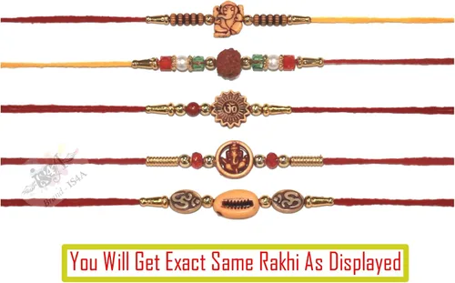 Miniatura 2 de IS4A Juego de 5 pulseras Rakhi surtidas (5 Rakhis) hechas a mano Rakhi Juego de 5 regalos Rakhi para hermano, hermana, bhaiya, bhabhi para indio