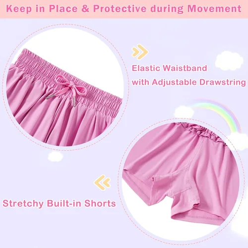Miniatura 3 de Dancer queen Pantalones cortos holgados con cordón para niñas, pantalones cortos deportivos para correr, deportes, gimnasia para 6 a 12 años