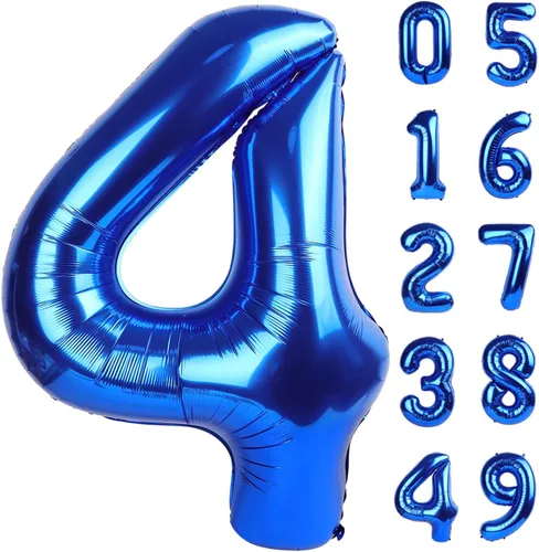 Miniatura 137 de Globo de cumpleaños número 4 dorado de 40 pulgadas, globos gigantes del número cuatro 14 24 34 40 44 2024, globos grandes de lámina de mylar para Oro
