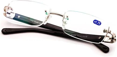 Miniatura 6 de Lector de gafas de lectura de moda de diseñador rectangular sin montura para hombre
