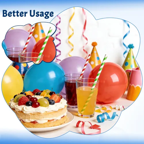 Miniatura 5 de 100 popotes de papel biodegradables a granel, varios colores del arco iris a rayas, pajitas para jugos, batidos, cócteles, café, refrescos, batidos