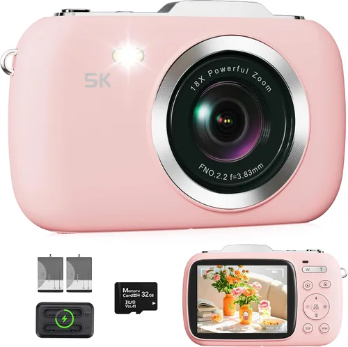 Cámara digital, cámara de vlogging 5K para fotografía, cámara digital de punto y disparo con enfoque automático de 80MP para principiantes