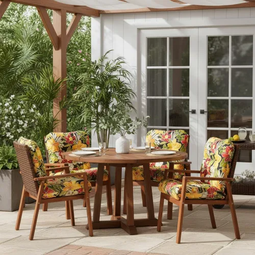 Miniatura 6 de Cojines para silla de exterior con bisagras, diseño de una sola pieza, cojín reversible para asiento y respaldo de patio con lazos, tela
