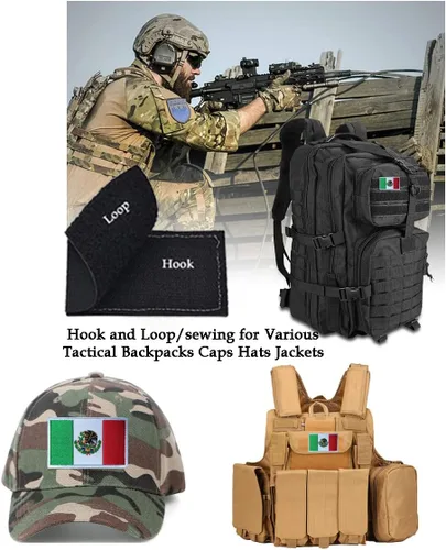 Miniatura 5 de 2 parches de bandera de México de AliPlus bordados tácticos militares con gancho y bucle