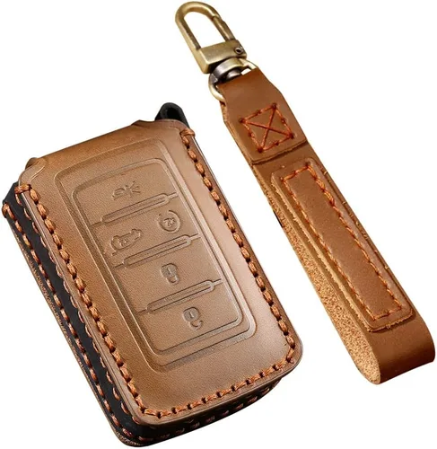 Miniatura 7 de ontto Llavero de cuero para automóvil de 6 botones con protector completo Keychian, funda para llaves para Jeep Wagoneer Grand Wagoneer Grand Negro